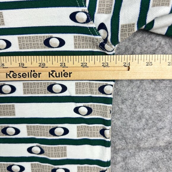 Vintage 90's Columbia Golf Men XL Polo Shirt Green Striped Pattern Short Sleeve - Picture 11 of 12